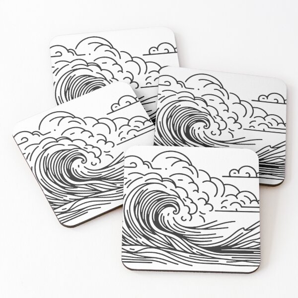 Item preview, Ocean wave line drawing graphic designed and sold by AlanHillArt.