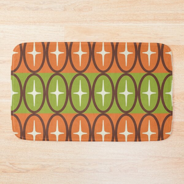 Item preview, Geometric Oval and Starburst Pattern Orange Brown and Green designed and sold by tonymagnerart.