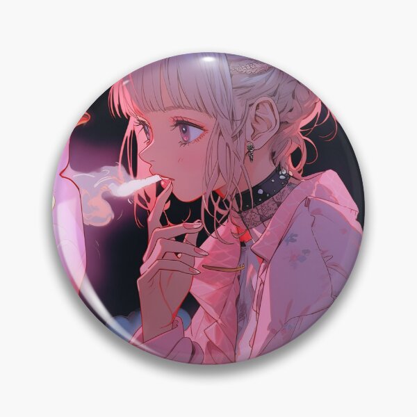 Item preview, Pink Hookah Smoking Anime Girl designed and sold by bubblegoth.