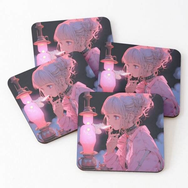 Item preview, Pink Hookah Smoking Anime Girl designed and sold by bubblegoth.