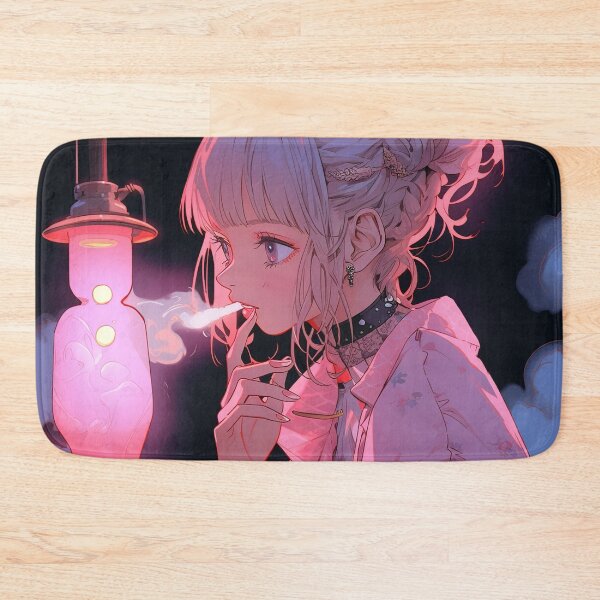 Item preview, Pink Hookah Smoking Anime Girl designed and sold by bubblegoth.