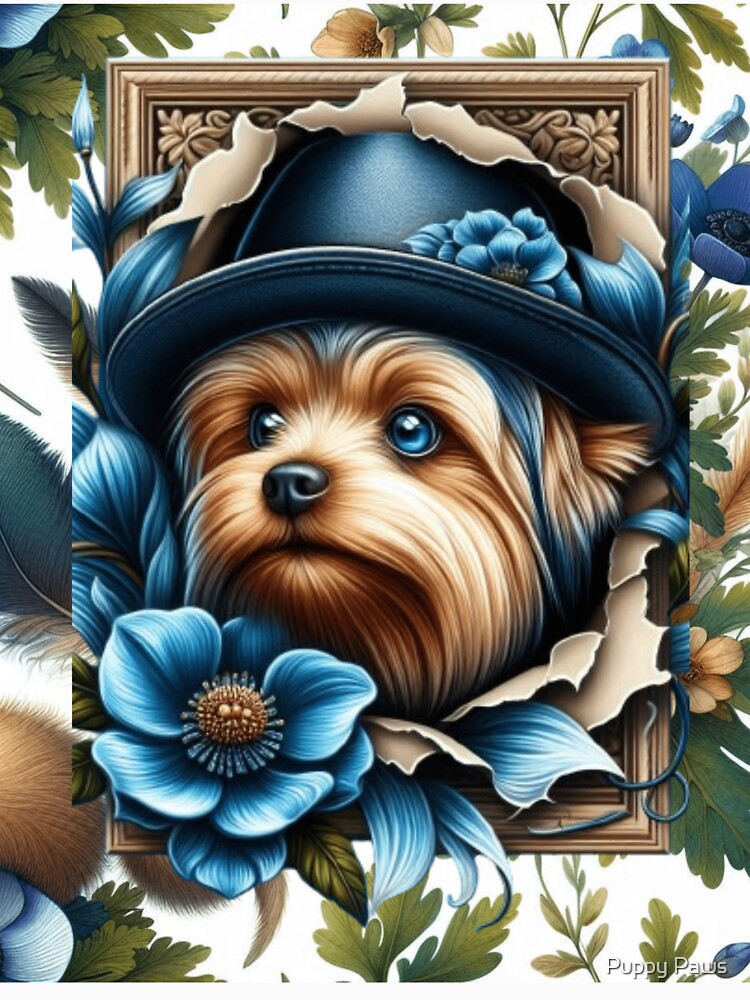 Thumbnail 7 von 7, Classic T-Shirt, Botanischer Rahmen T-Shirt Yorkie designt und verkauft von Jeany35.