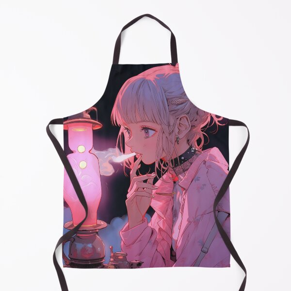 Item preview, Pink Hookah Smoking Anime Girl designed and sold by bubblegoth.