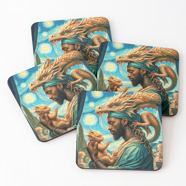 Item preview, Between heaven and earth: dragon man, dragon mother and the tender dragon baby in van Gogh style designed and sold by FotoworldEdel.