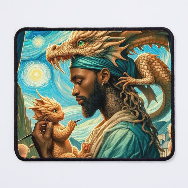 Item preview, Between heaven and earth: dragon man, dragon mother and the tender dragon baby in van Gogh style designed and sold by FotoworldEdel.