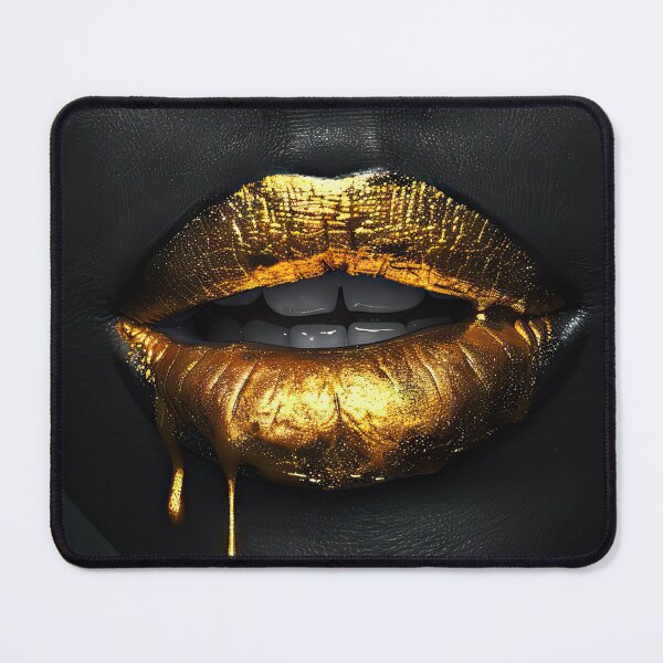 Item preview, Glittering golden lips on black background designed and sold by Jerhus.
