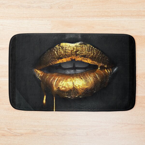Item preview, Glittering golden lips on black background designed and sold by Jerhus.