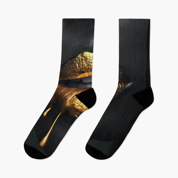 Item preview, Glittering golden lips on black background designed and sold by Jerhus.