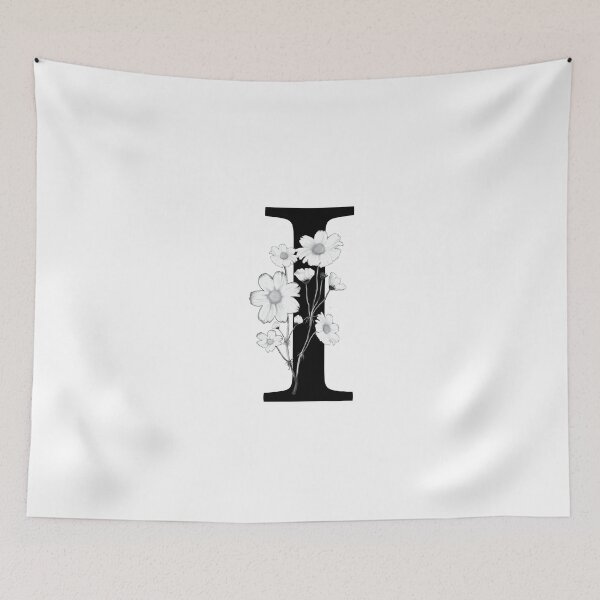 Item preview, Black Letter I Monogram with Flowers designed and sold by To the Lua.