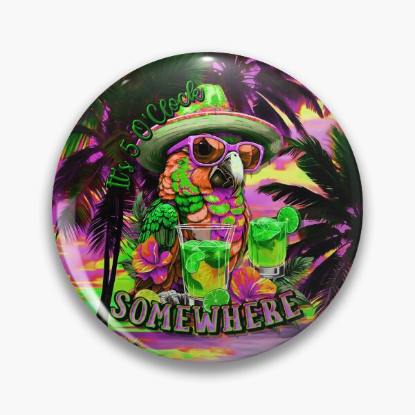 Item preview, It's 5 o'clock somewhere Tropical Parrot Cocktail Sunset Beach designed and sold by MindWave THC.