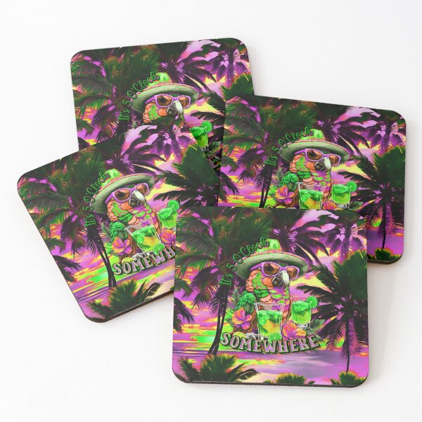 Item preview, It's 5 o'clock somewhere Tropical Parrot Cocktail Sunset Beach designed and sold by MindWave THC.