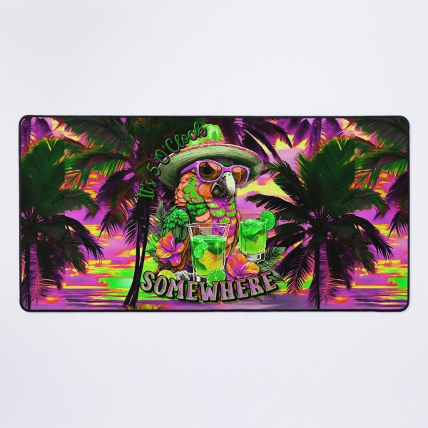 Item preview, It's 5 o'clock somewhere Tropical Parrot Cocktail Sunset Beach designed and sold by MindWave THC.
