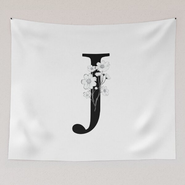 Item preview, Black Letter J Monogram with Flowers designed and sold by To the Lua.
