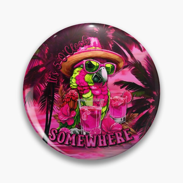 Item preview, It's 5 o'clock somewhere Tropical Parrot Cocktail Sunset Beach Pink designed and sold by MindWave THC.