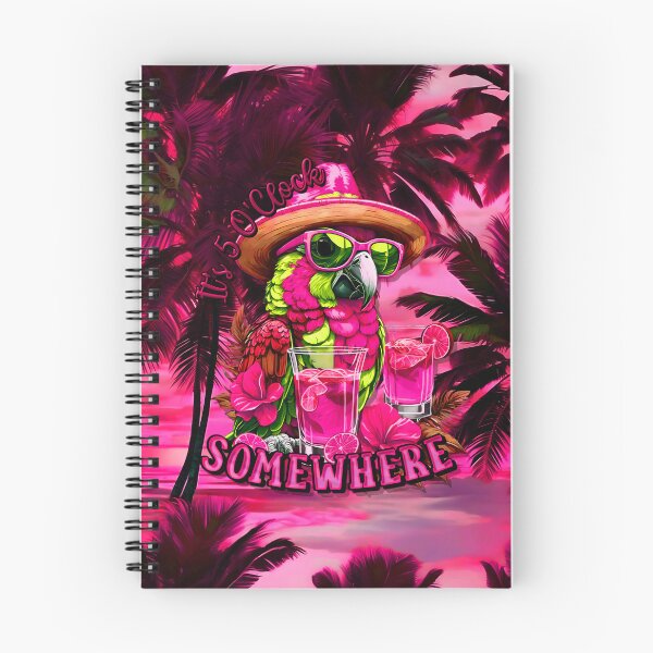 Item preview, It's 5 o'clock somewhere Tropical Parrot Cocktail Sunset Beach Pink designed and sold by MindWave THC.