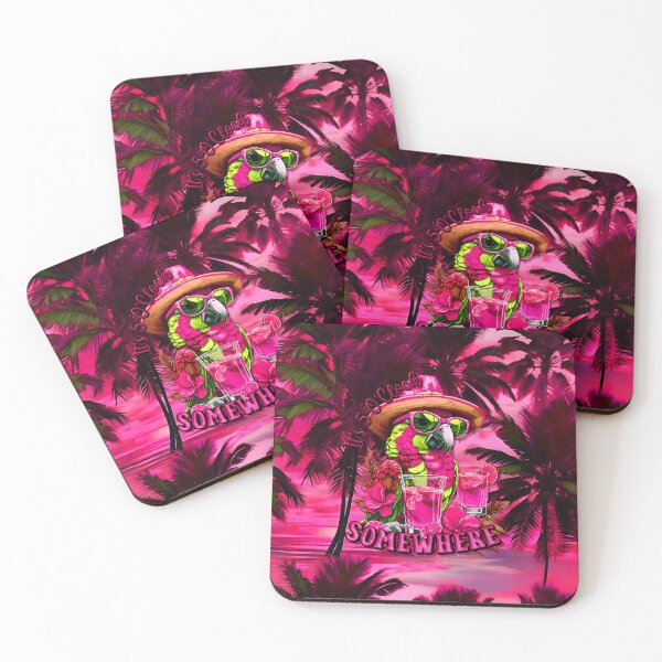 Item preview, It's 5 o'clock somewhere Tropical Parrot Cocktail Sunset Beach Pink designed and sold by MindWave THC.