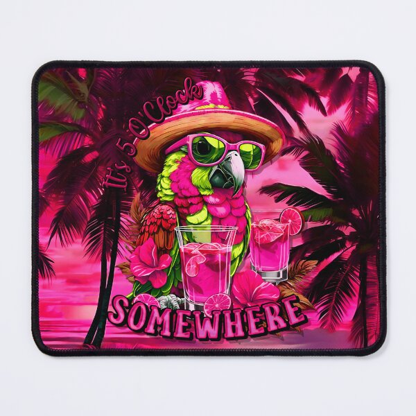 Item preview, It's 5 o'clock somewhere Tropical Parrot Cocktail Sunset Beach Pink designed and sold by MindWave THC.
