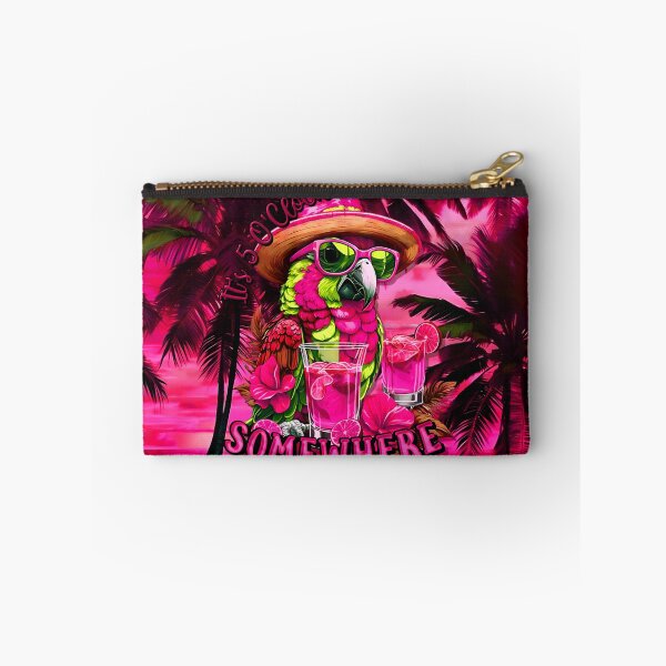 Item preview, It's 5 o'clock somewhere Tropical Parrot Cocktail Sunset Beach Pink designed and sold by MindWave THC.