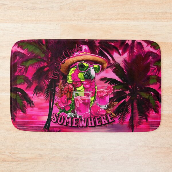 Item preview, It's 5 o'clock somewhere Tropical Parrot Cocktail Sunset Beach Pink designed and sold by MindWave THC.
