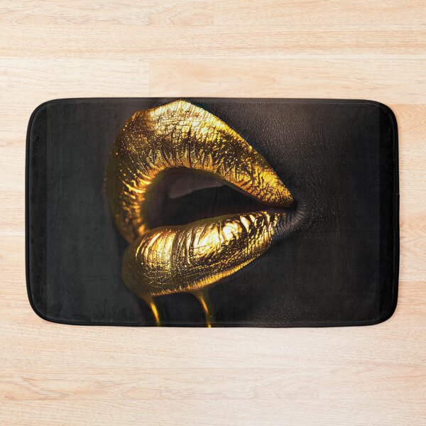 Item preview, Glittering golden lips on black background designed and sold by Jerhus.