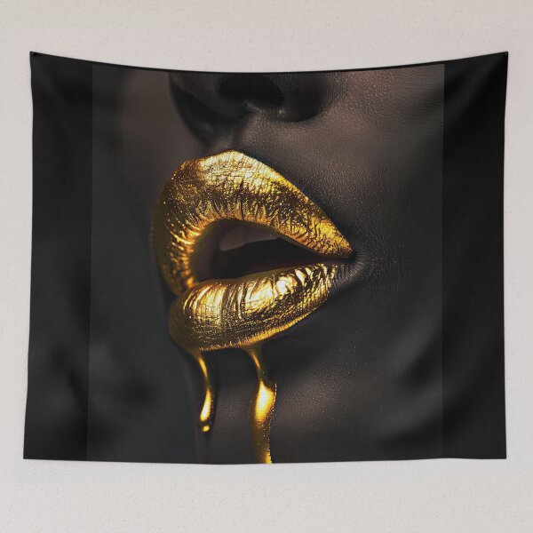 Item preview, Glittering golden lips on black background designed and sold by Jerhus.