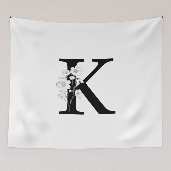 Item preview, Black Letter K Monogram with Flowers designed and sold by To the Lua.