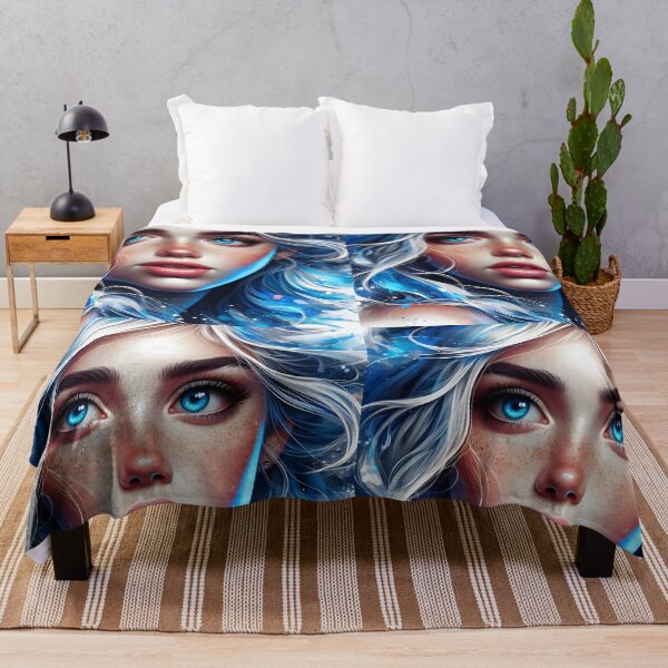 Item preview, silver-blue blue-eye girl woman artwork portraiture designed and sold by EmeraldeaArt.