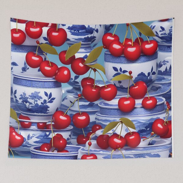 Item preview, Cherries Blue Willow  designed and sold by SoniaSarkali.