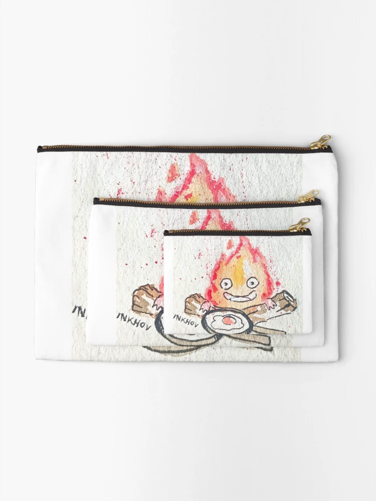 Thumbnail 2 of 4, Zipper Pouch, Calcifer Moving Castle designed and sold by Inkhov Art.