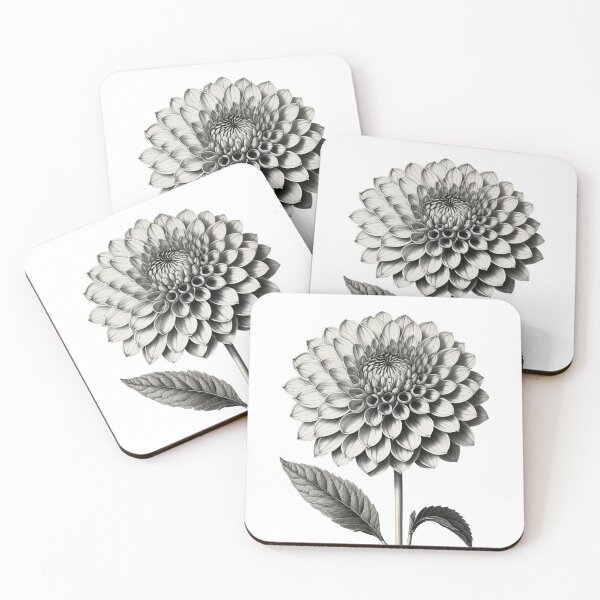 Item preview, Dahlia Flower Sketch designed and sold by OleOleStore.