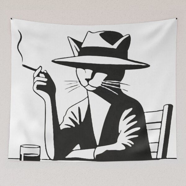 Item preview, Mr cat wearing a straw hat and smoking a cigarette designed and sold by Dragon-Kingdom.