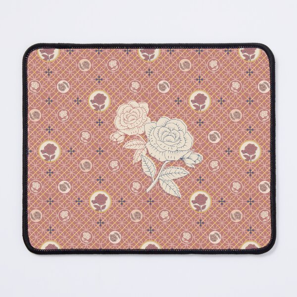 Item preview, Romantic pattern with Roman tile ornament and roses in the Mediterranean colours terracotta and old pink designed and sold by Elisabeth Kochenburger.