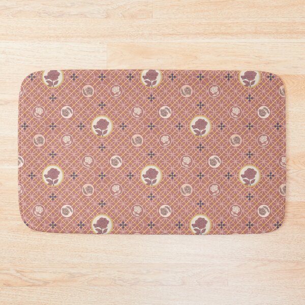 Item preview, Romantic pattern with Roman tile ornament and roses in the Mediterranean colours terracotta and old pink designed and sold by Elisabeth Kochenburger.