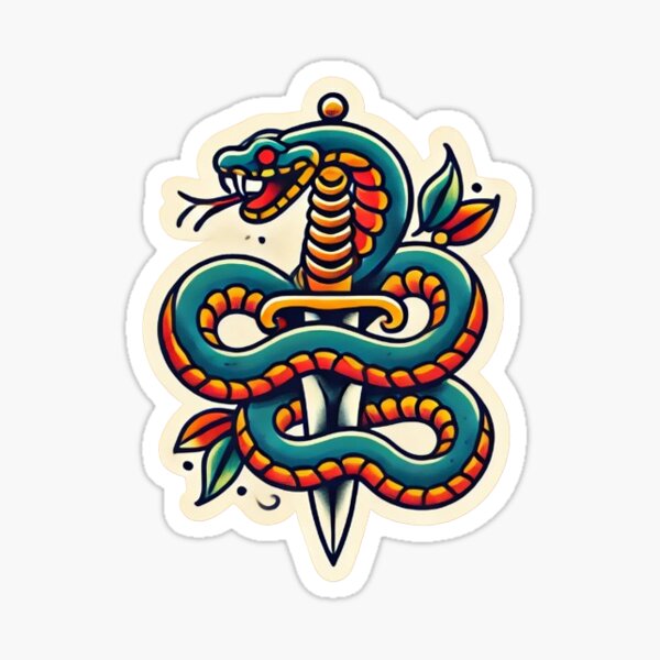 Traditional Snake Tattoo Design Sticker