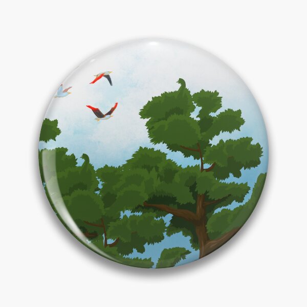 Item preview, Colorful Birds in Flight Over Verdant Trees designed and sold by PratikG24.