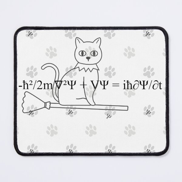 Item preview, Schrodinger's Equation Formula and the cat with broom designed and sold by cherryj27.