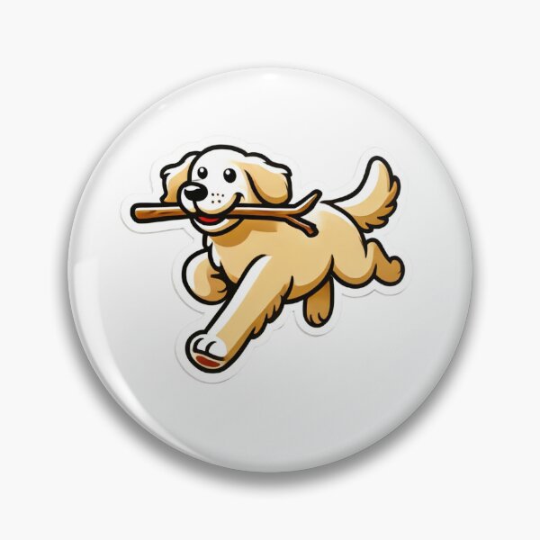 Artikelvorschau, Golden Retriever's Joyful Fetch Aufkleber Stil Cartoon entworfen und verkauft von ToonTailsStudio.