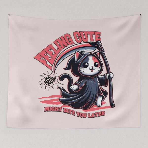 Item preview, Feeling Cute Might Bite - Funny Feline Cat Kawaii Dark Humor Gift  designed and sold by InkyGenies.