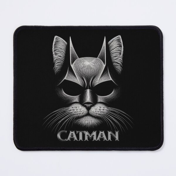 Item preview, catman, comic, superhero, mask, black background, cartoon, cat world, fantasy, designed and sold by CrisMor-Art.