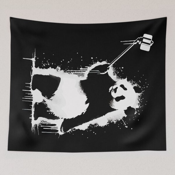 Item preview, Selfie Stick Panda Monochromatic Street Art designed and sold by TomFrontierArt.