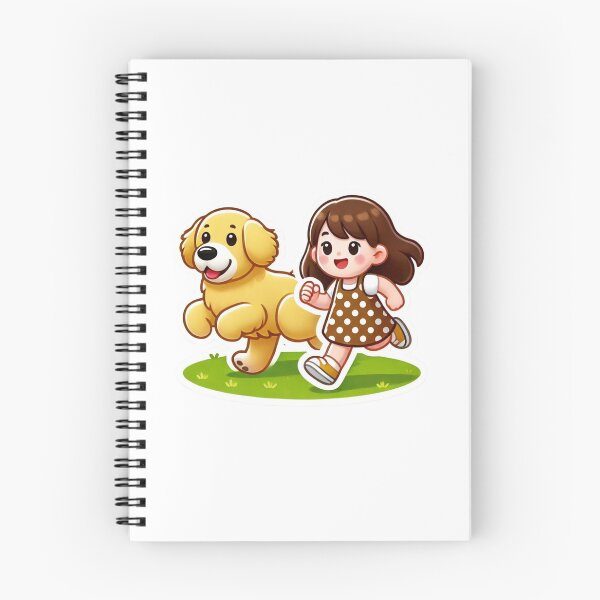 Item preview, Joyful Companions: Cartoon Sticker Style Girl and Dog designed and sold by ToonTailsStudio.