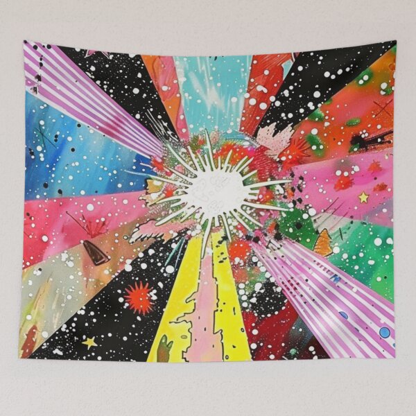 Item preview, Vibrant Kaleidoscopic Pattern with Cosmic elements, Synthwave style designed and sold by visionaryvybes.