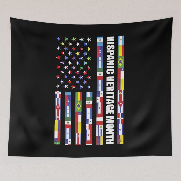 Artikelvorschau, National Hispanic Heritage Month USA Fahne alle Länder entworfen und verkauft von NUMAcreations.