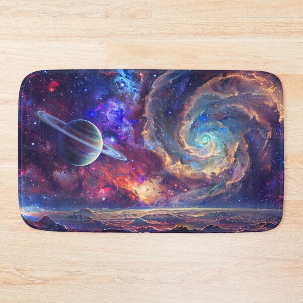 Item preview, Cosmic Majesty: Fantasy Realism Illustration of Saturn and Swirling Galaxies designed and sold by MargaretWiktor.