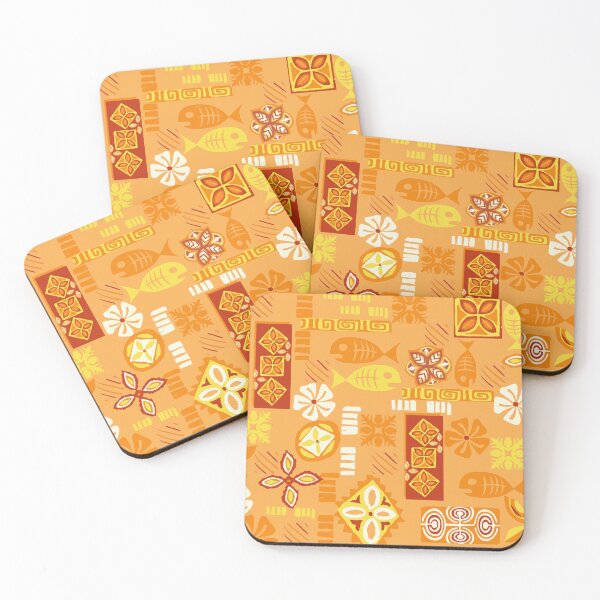 Item preview, Contemporary Hawaiian Tapa in Orange designed and sold by J Marielle Designs.