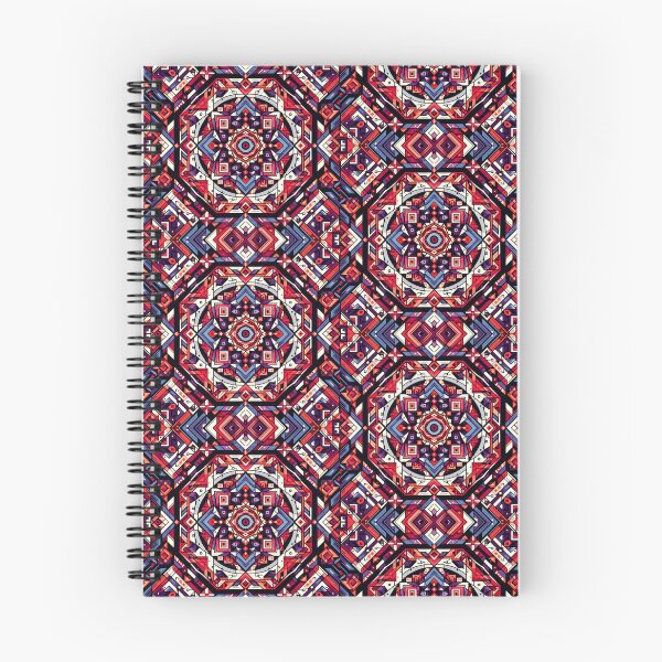 Aperçu de l'œuvre Motif de mandala vibrant avec accents rouges et bleus géométriques créée et vendue par EcScratchDesign.
