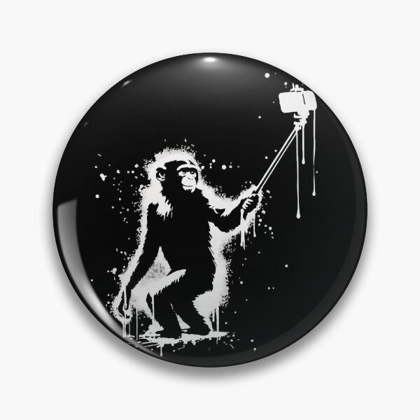 Item preview, Selfie Stick Monkey Monochromatic Street Art designed and sold by TomFrontierArt.