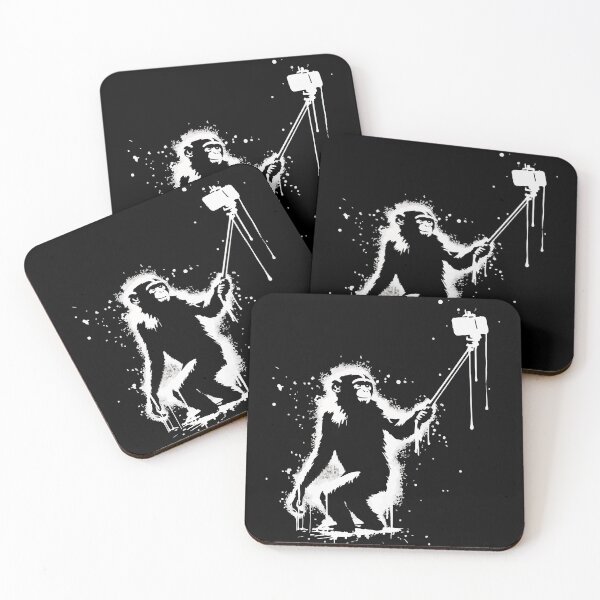 Item preview, Selfie Stick Monkey Monochromatic Street Art designed and sold by TomFrontierArt.