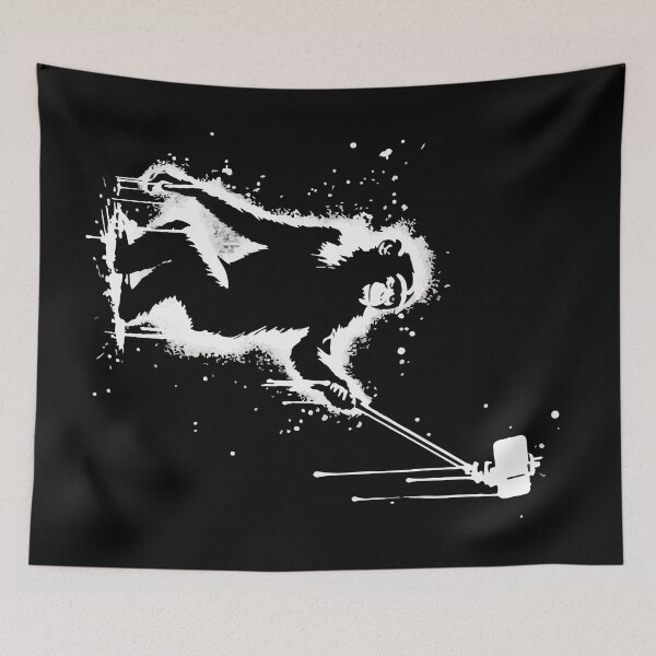 Item preview, Selfie Stick Monkey Monochromatic Street Art designed and sold by TomFrontierArt.