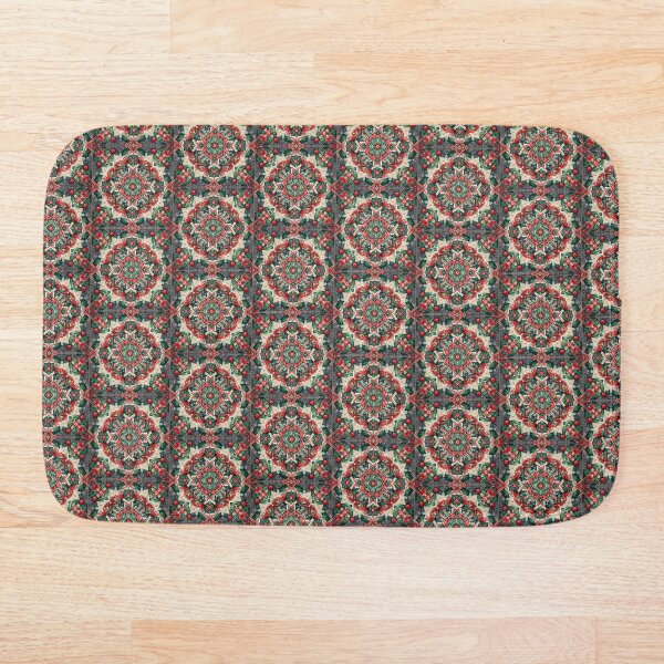 Item preview, Patrón geométrico de mandala con tema navideño rojo y verde designed and sold by EcScratchDesign.